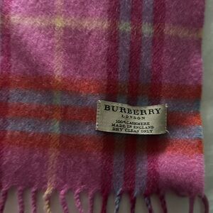 5’ Pink plaid Burberry scarf. Excellent condition.